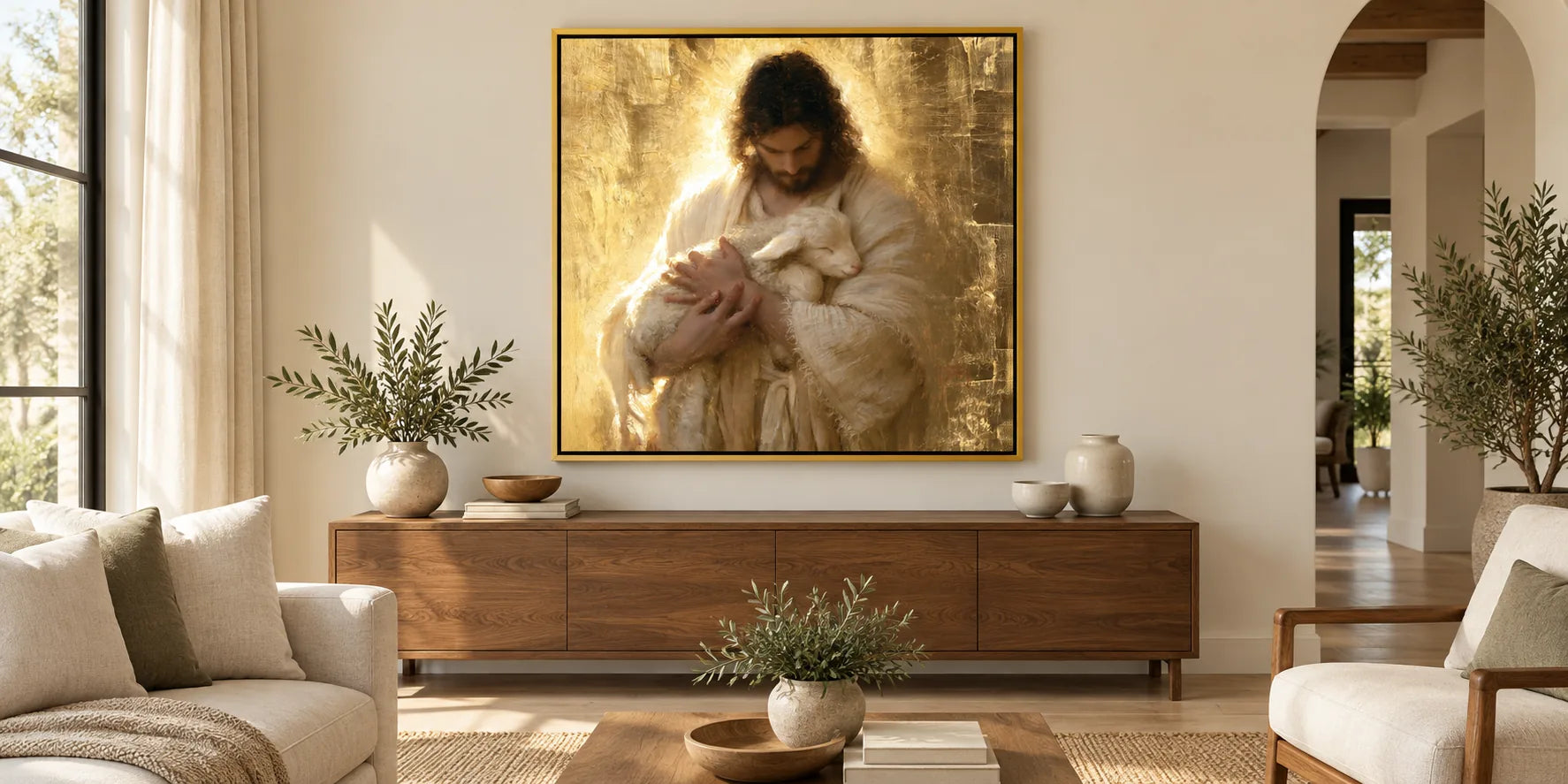 Jesus and the Lamb - Sacred Art Nouveau