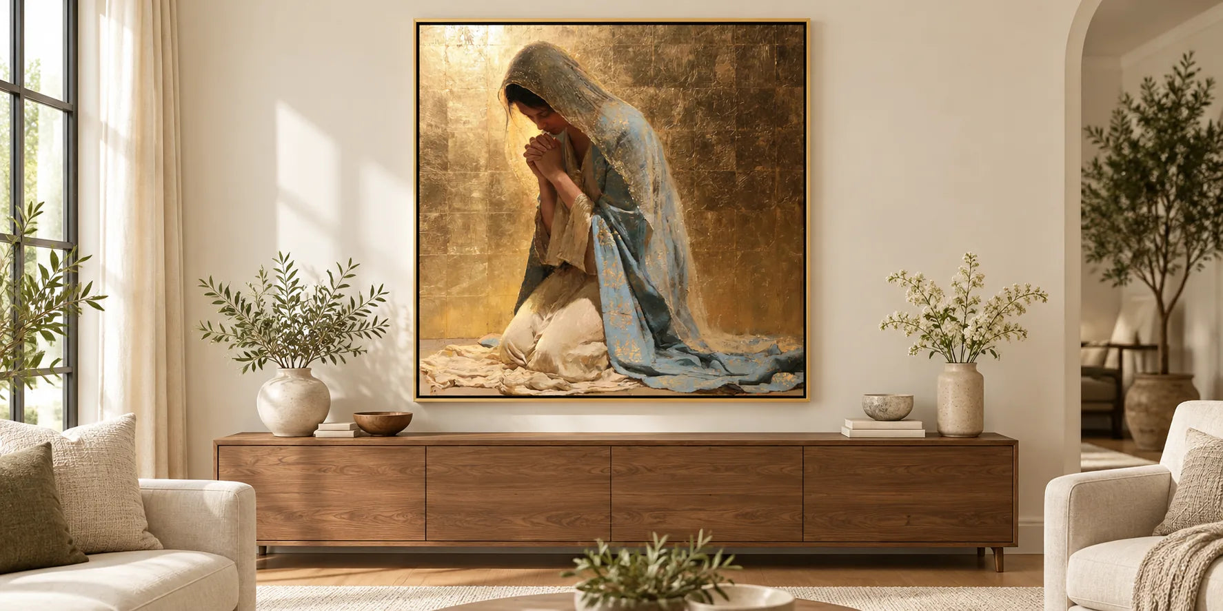 Virgin Mary in Prayer - Sacred Gold